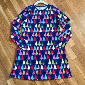 Hanna Andersson Girls’ 140/10 Holiday Dress in Cotton Jersey Oh Christmas Tree